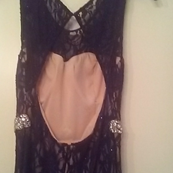 Jodi Kristopher Navy Blue Lace Formal Prom Dress - Picture 4 of 8